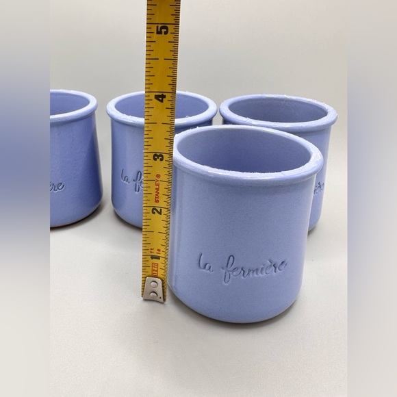 La Fermière Pottery Yogurt Pots in Perwinkle Blue. Set of 4 - Picture 6 of 6